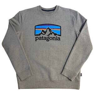 Patagonia Sweatshirt Fitz Roy Horizons Uprisal Crew Gray Logo Hike Unisex Medium
